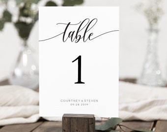 Wedding Table Numbers Printable, Table Numbers Template, Calligraphy Table Numbers, 5x7, 4x6, 3x5, Edit with TEMPLETT, WLP-SOU 690