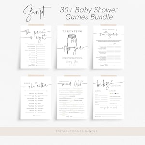 Minimalist Baby Shower Game Bundle, Baby Shower Games, Games Bundle, Customize Baby Shower Games, Edit with TEMPLETT, WLP-PAL 5623