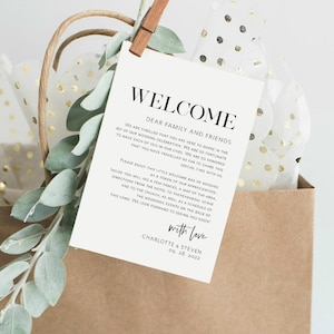 Minimalist Wedding Welcome Card, Wedding Itinerary, Welcome Bag Card, Wedding Note Printable, Templett Itinerary Card, WLP-SLI 2991