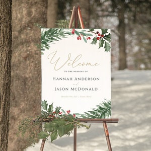 Christmas Wedding Welcome Sign, Wedding Welcome Poster, Printable Welcome Sign, Welcome sign, Holiday Welcome Sign, TEMPLETT, WLP-RHO 4253