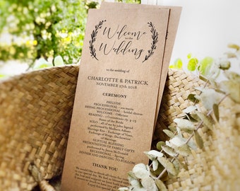 wreath wedding program printable ceremony program template etsy wedding ceremony program samples