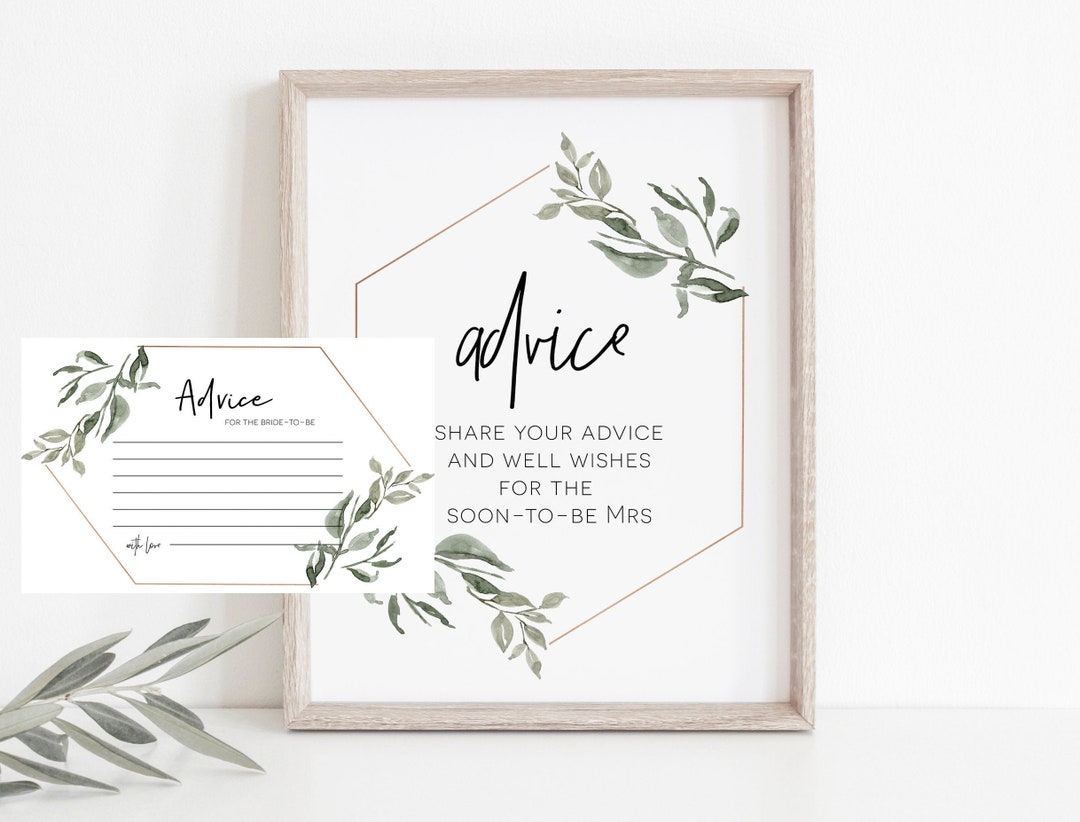 Bridal Advice Sign and Cards, Advice Cards Template, Bridal Advice Sign ...