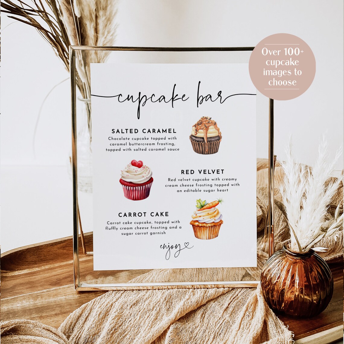 Cupcake Menu Sign, Editable Wedding Cupcake Sign Template, Wedding ...