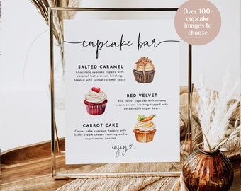 Cupcake Menu Sign, Editable Wedding Cupcake Sign Template, Wedding Dessert Sign, Cupcake Flavors Sign, Edit with TEMPLETT, WLP-PAL 7336