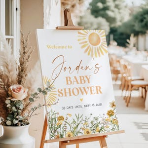 Ray of Sun Welcome Sign Poster, Baby Shower Welcome Sign, Sunshine Welcome Sign Template, Wildflower Welcome, TEMPLETT, WLP-SWI 8405