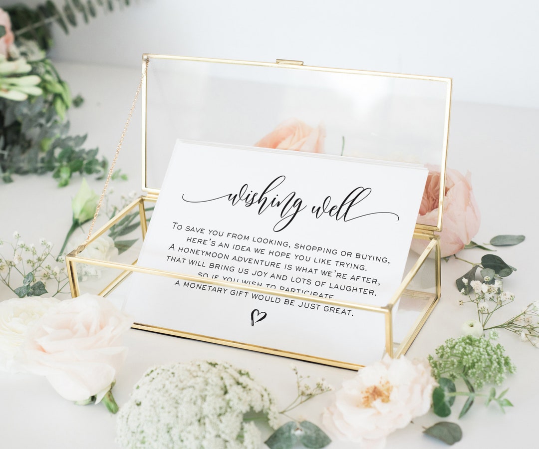 Wishing Well Card Template, DIY Wishing Well Printable Template, Calligraphy Card Wedding Insert ...