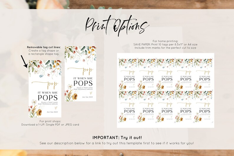Pop It When She Pops Tag Printable Shower Favor Template - Etsy