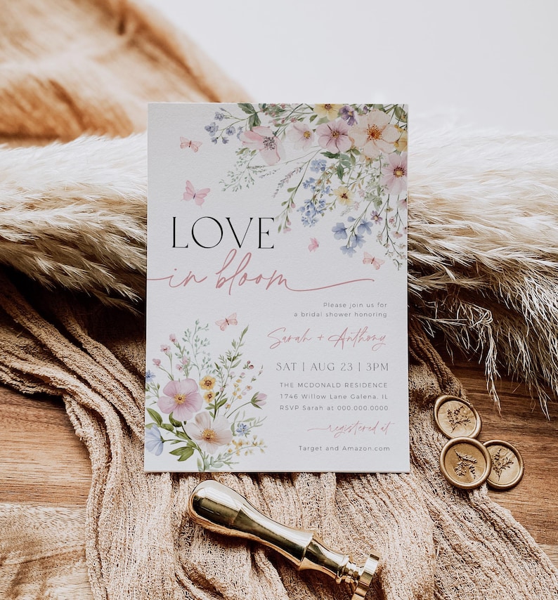 Love in Bloom Bridal Shower Invitation, Bohemian Invitation, Wildflower Bridal Shower Invitation, Edit with TEMPLETT, WLP-PAS 8364 bild 2