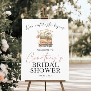 Our Next Chapter Begins Welcome Sign Poster, Storybook Bridal Shower Welcome Sign, Editable Poster Template,  TEMPLETT, WLP-WBO 8319
