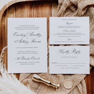 Minimalist Wedding Invitation, Script Wedding Invitation, Calligraphy Wedding Invitation, Minimalist Wedding Template, WLP-MRS 5198