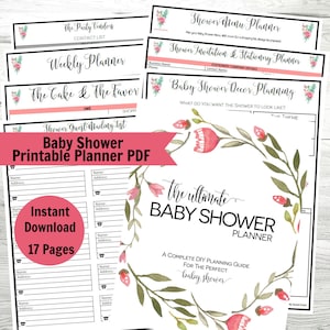 Baby Shower Planner, Printable Baby Shower PDF, Party Planner, Instant Download, Shower Planner