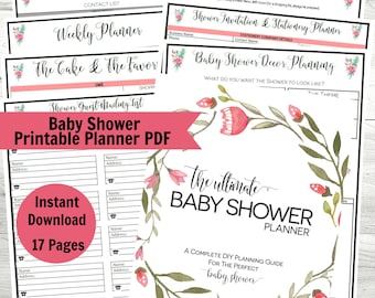 Baby Shower Planner, Printable Baby Shower PDF, Party Planner, Instant Download, Shower Planner