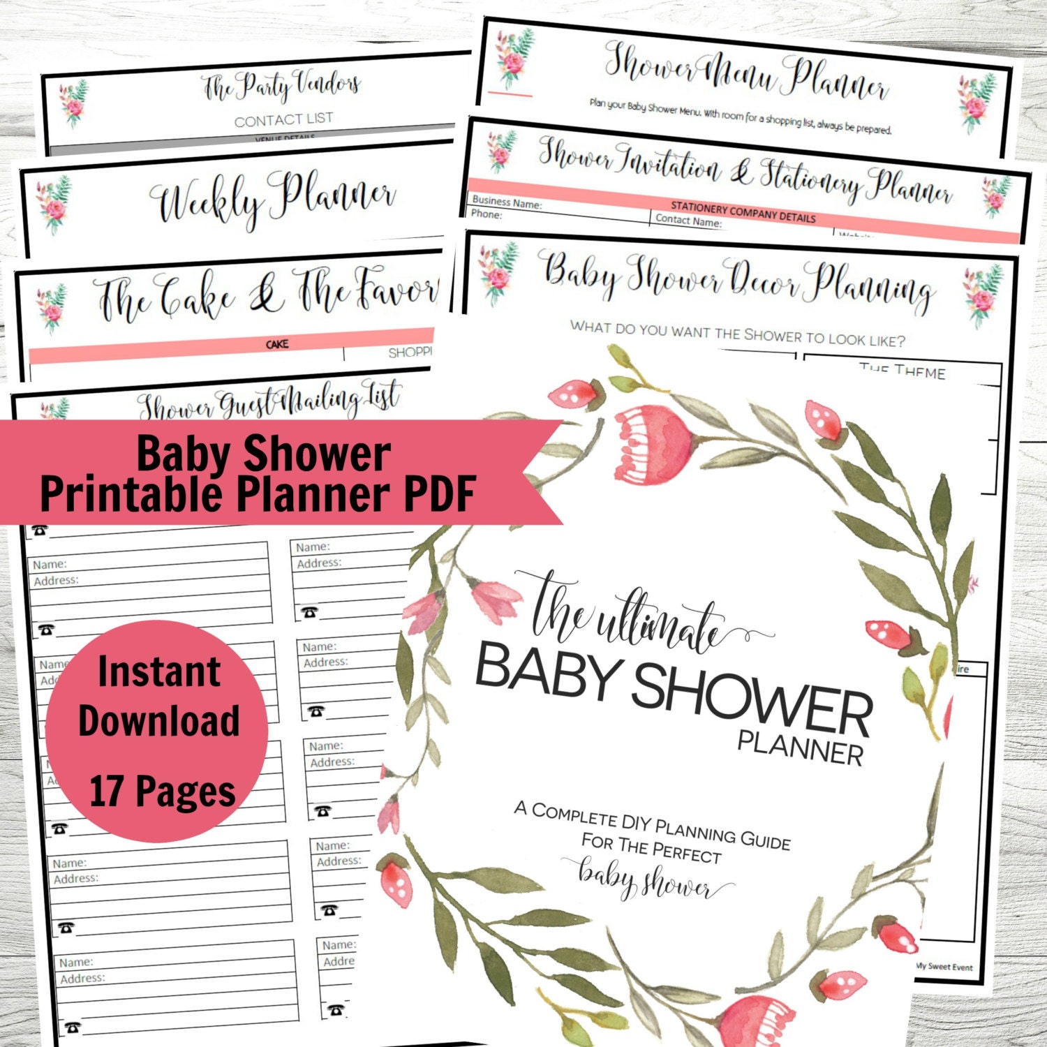 Baby Shower Planner Printable Baby Shower PDF Party Planner Etsy