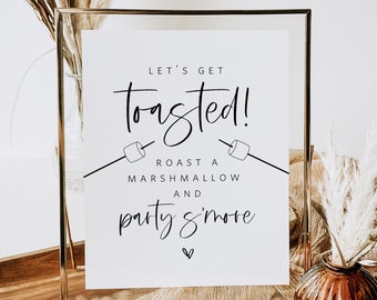 Roast a Marshmallow and Party S'more, Smore Bar Sign, S'more Station, Summer Wedding, Outdoor Party, Modern, TEMPLETT, WLP-SIL 4279