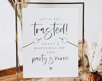 Roast a Marshmallow and Party S&#39;more, Smore Bar Sign, S&#39;more Station, Summer Wedding, Outdoor Party, Modern, TEMPLETT, WLP-SIL 4279