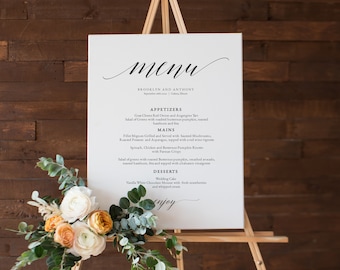 Wedding Menu Sign, Printable Wedding Menu Poster, Wedding Menu Board, Menu Sign, Instant Download, Edit with TEMPLETT, WLP-SLA 874