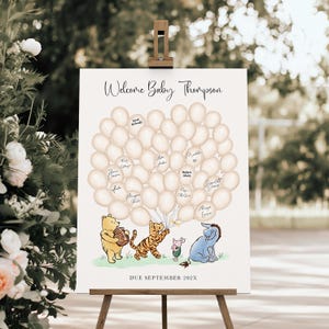 Winnie the Pooh Balloon Guestbook Template, Pooh Guestbook Poster, Classic Winnie the Pooh, Signing Guestbook Sign, TEMPLETT, WLP-POH 8352