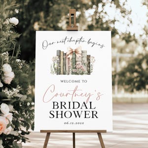 Our Next Chapter Begins Welcome Sign Poster, Storybook Bridal Shower Welcome Sign, Editable Poster Template,  TEMPLETT, WLP-WBO 8318