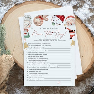 Name that Christmas Song, Christmas Songs Game, Holiday Party Game, Christmas Carols Game, Edit with TEMPLETT, WLP-RCO 6960