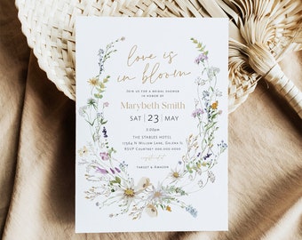 Boho Bridal Shower Invitation, Love is in Bloom Invitation, Wildflower Bridal Shower Invitation, Edit with TEMPLETT, WLP-PRW 5276