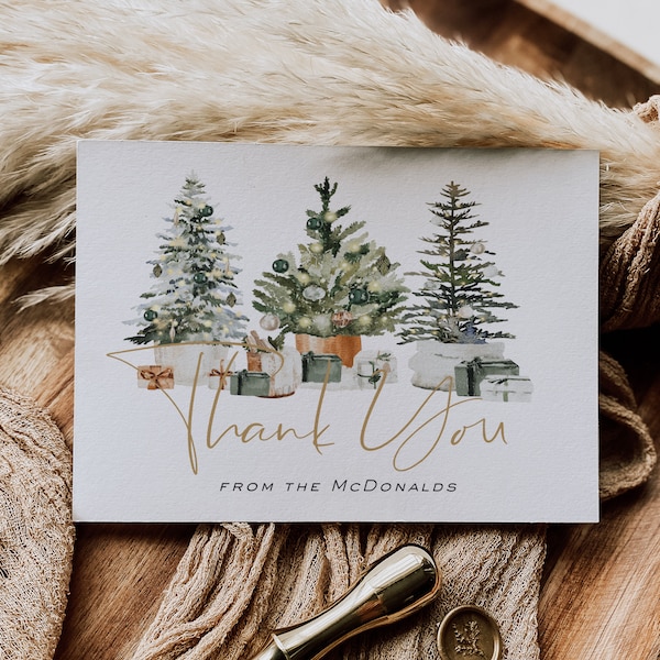 Christmas Thank You Card Template, Thank You Card Printable, Thank you Card, Holiday Thank You, Edit with TEMPLETT, WLP-GTR 5171