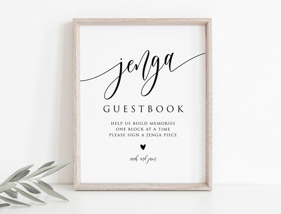 Floral Burgundy and Navy Printable Guestbook Sign Wedding Guest Book Sign Digital File BR028 BA028 Jenga Guestbook Sign WE028