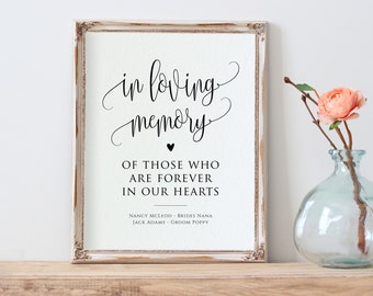 In Loving Memory Sign, Wedding Sign, Wedding Memory Sign Template, In Loving Memory Sign Printable, 8x10", TEMPLETT, WLP-ELE 1601