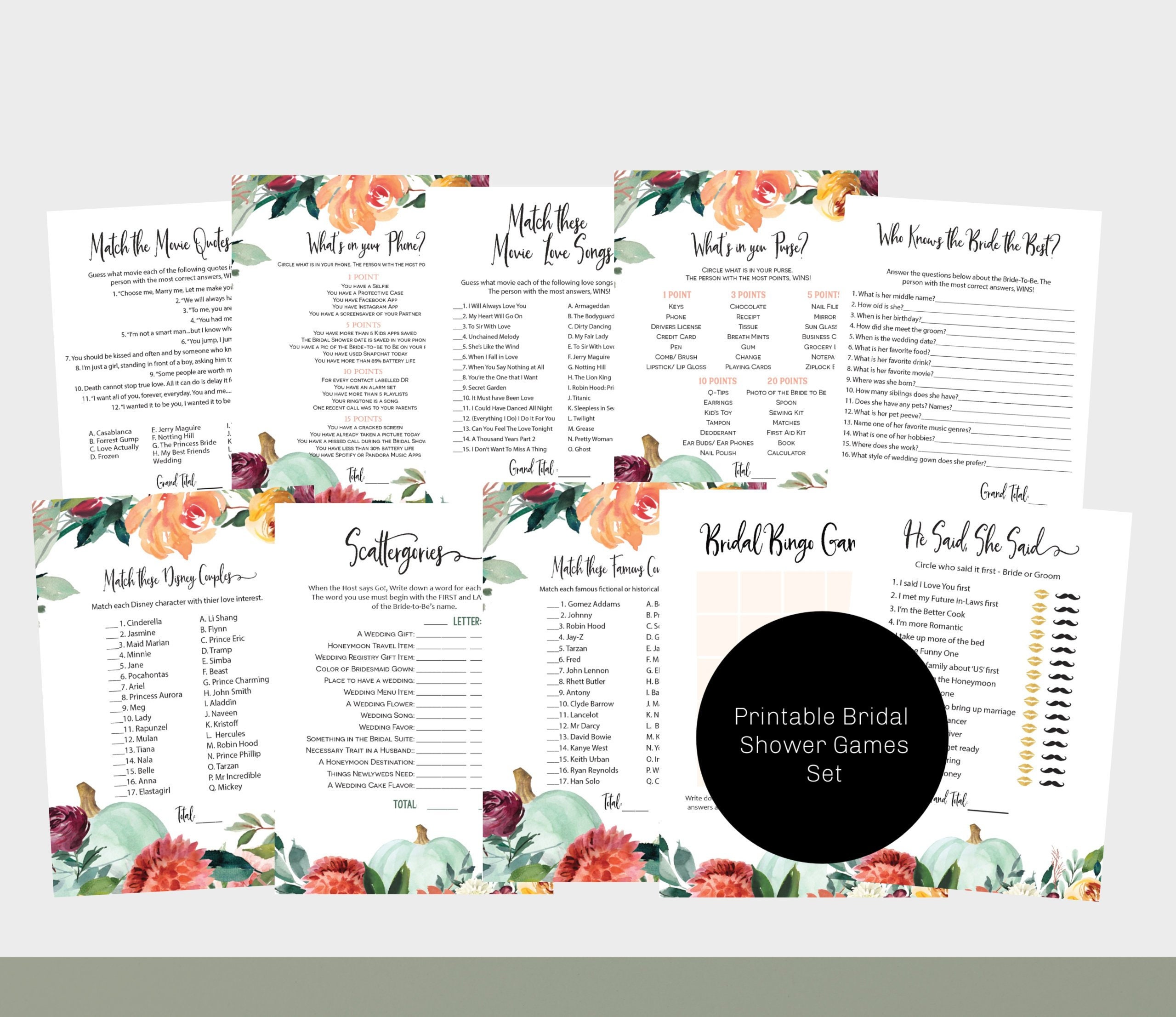 Fall Bridal Shower Games Printable Shower Games Pack Set Of Etsy Fall Bridal Shower Games Printable Shower Games Pack Set Of Etsy