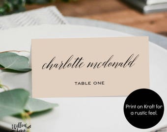Wedding Place Card Printable, Escort Card Template, Editable Text name card, seating card, Instant Download PDF, WLP318