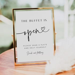Modern Buffet Table Sign, Buffet is Open Wedding Template, Food Buffet Sign, Wedding Buffet Table Sign, Edit with TEMPLETT, WLP-PAL 7653