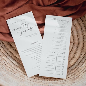 Minimalist Wedding Program, Templett Wedding Ceremony Program, Modern Wedding Timeline Program, Instant Download, WLP-LIN 7641