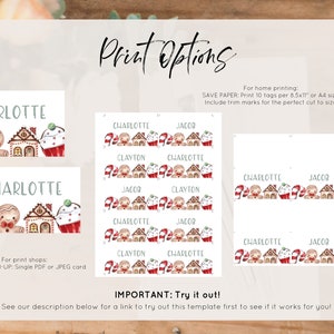 Christmas Cookie Place Card Template, Holiday Party Seating Card, Name Card, Instant Download, Edit with TEMPLETT, WLP-RCO 4530 image 4