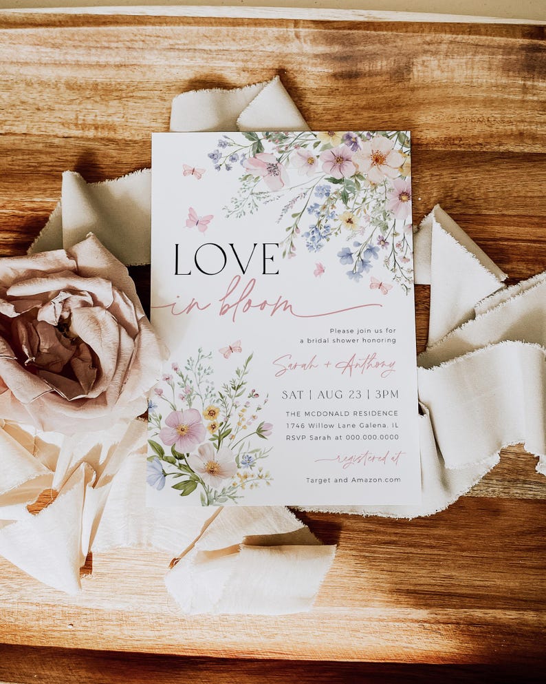 Love in Bloom Bridal Shower Invitation, Bohemian Invitation, Wildflower Bridal Shower Invitation, Edit with TEMPLETT, WLP-PAS 8364 bild 4