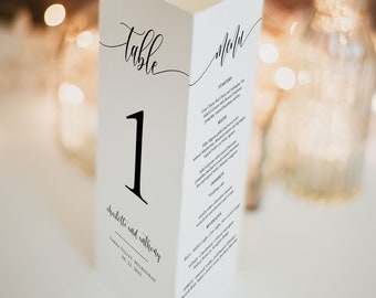Southern Wedding Tri-fold Table Number, Tri-fold Table Menu, Triangle Table Stand, 100% Editable with TEMPLETT, WLP-SOU 2160