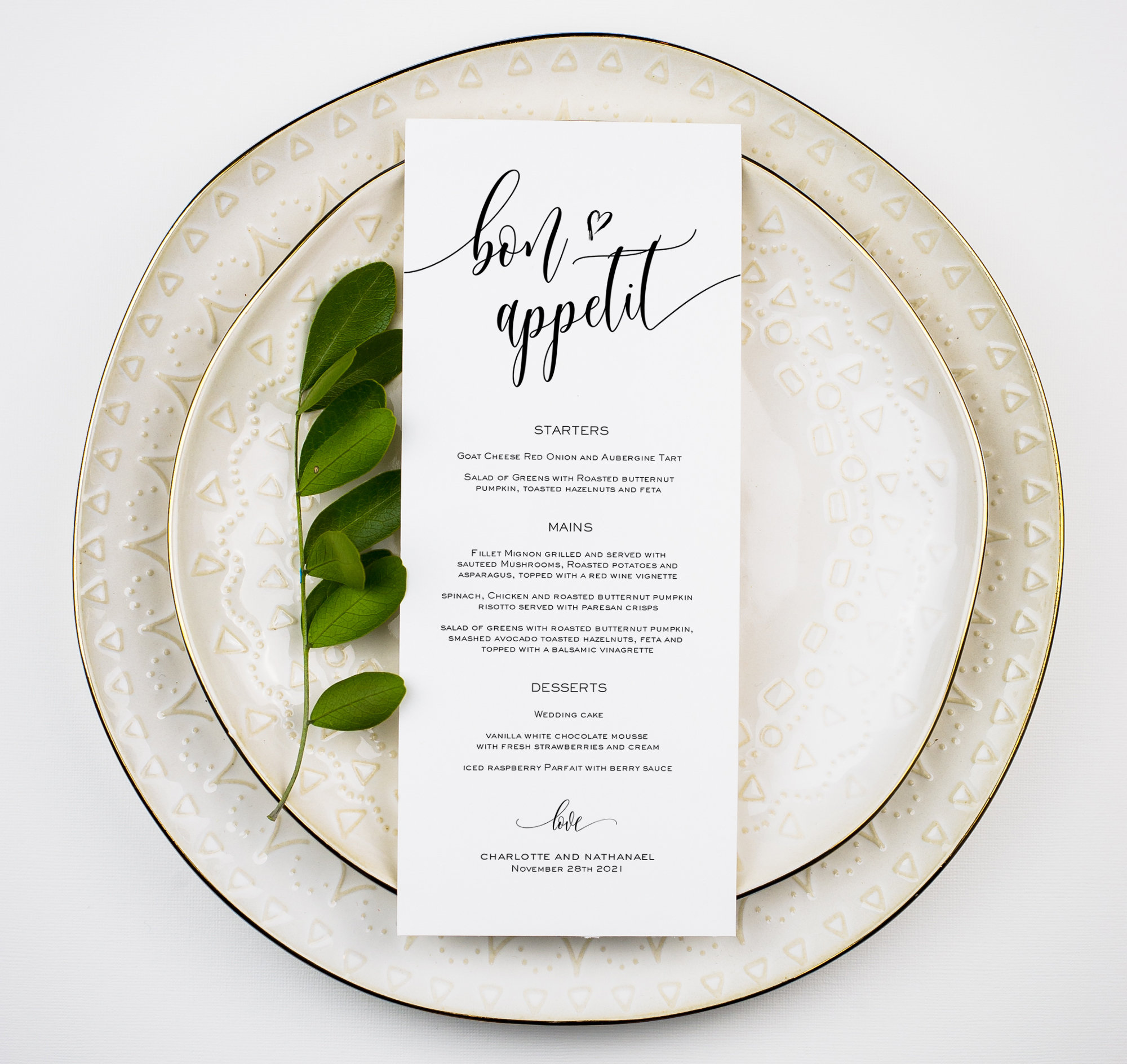 Bon Appetit Wedding Menu Template Wedding Menu Printable 2 Etsy