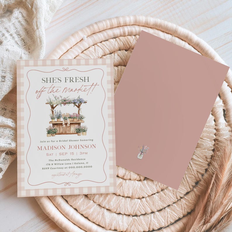She's Fresh Off the Market Bridal Shower Invitation, Flower Stand Bridal Invitation, Bridal Shower Invitation, Edit w TEMPLETT
