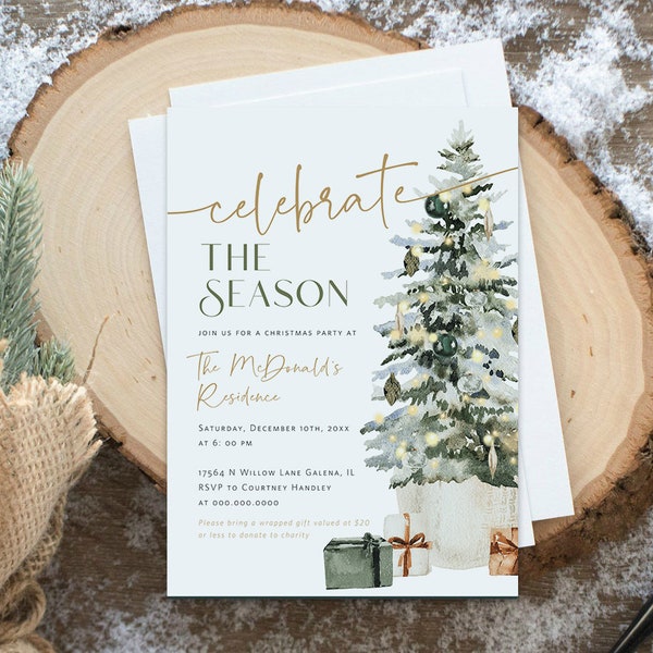 Christmas Invitation, Christmas Trees Party Invitation, Holiday Trees Invitation, Instant Download, Edit with TEMPLETT, WLP-GTR 5214