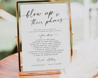 Blow Up Their Phones Sign, Minimalist Wedding Sign, Wedding Phone Hunt Game, I Spy Wedding Sign, Edit with  TEMPLETT, WLP-LIN 7210