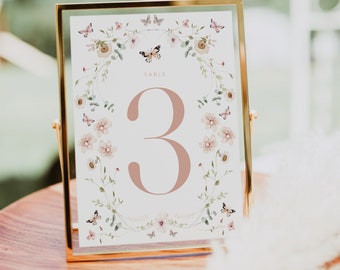 Butterfly Wedding Table Numbers, Floral Table Numbers, Templett Table Numbers, Reception Table Numbers, 5x7, 4x6, WLP-BUT 6995