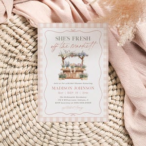 She's Fresh Off the Market Bridal Shower Invitation, Flower Stand Bridal Invitation, Bridal Shower Invitation, Edit w TEMPLETT