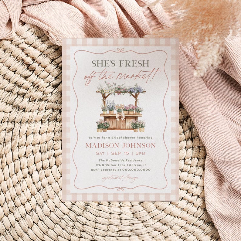 She's Fresh Off the Market Bridal Shower Invitation, Flower Stand Bridal Invitation, Bridal Shower Invitation, Edit w TEMPLETT