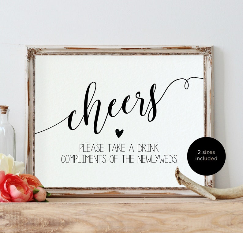 Cheers Wedding sign Wedding Bar Sign Cheers Ceremony Sign Etsy