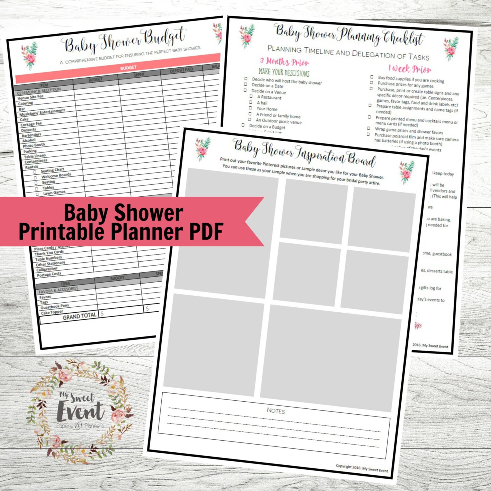 Baby Shower Planner Printable Baby Shower PDF Party Planner Etsy