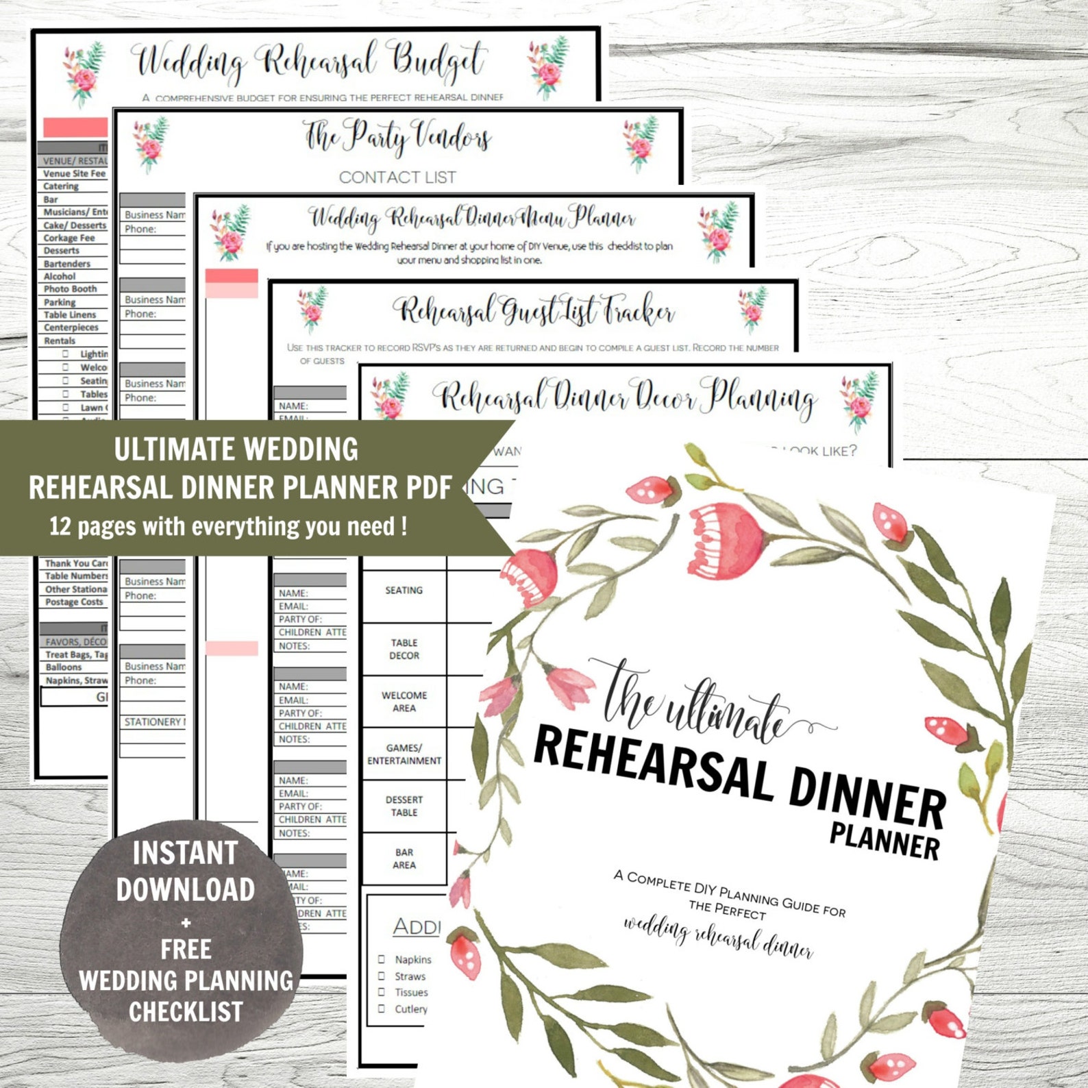 wedding rehearsal dinner planner rehearsal dinner planner etsy