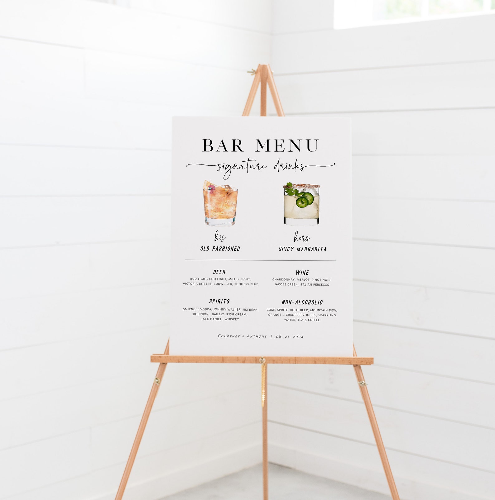 Bar Menu Sign, Signature Drinks Sign Template, Editable Drinks Sign ...
