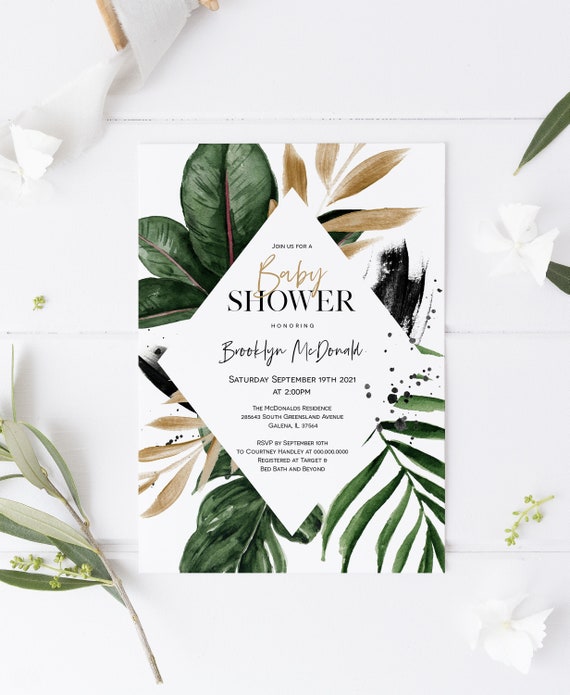 Tropical Baby Shower Invitation, Printable Baby Shower Invitation Template, Tropical Baby Shower, WLP-TRO 1507, Templett