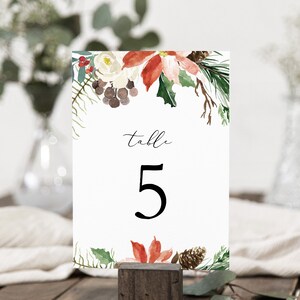 Christmas Table Numbers, Printable Table Numbers Template, Rustic ...