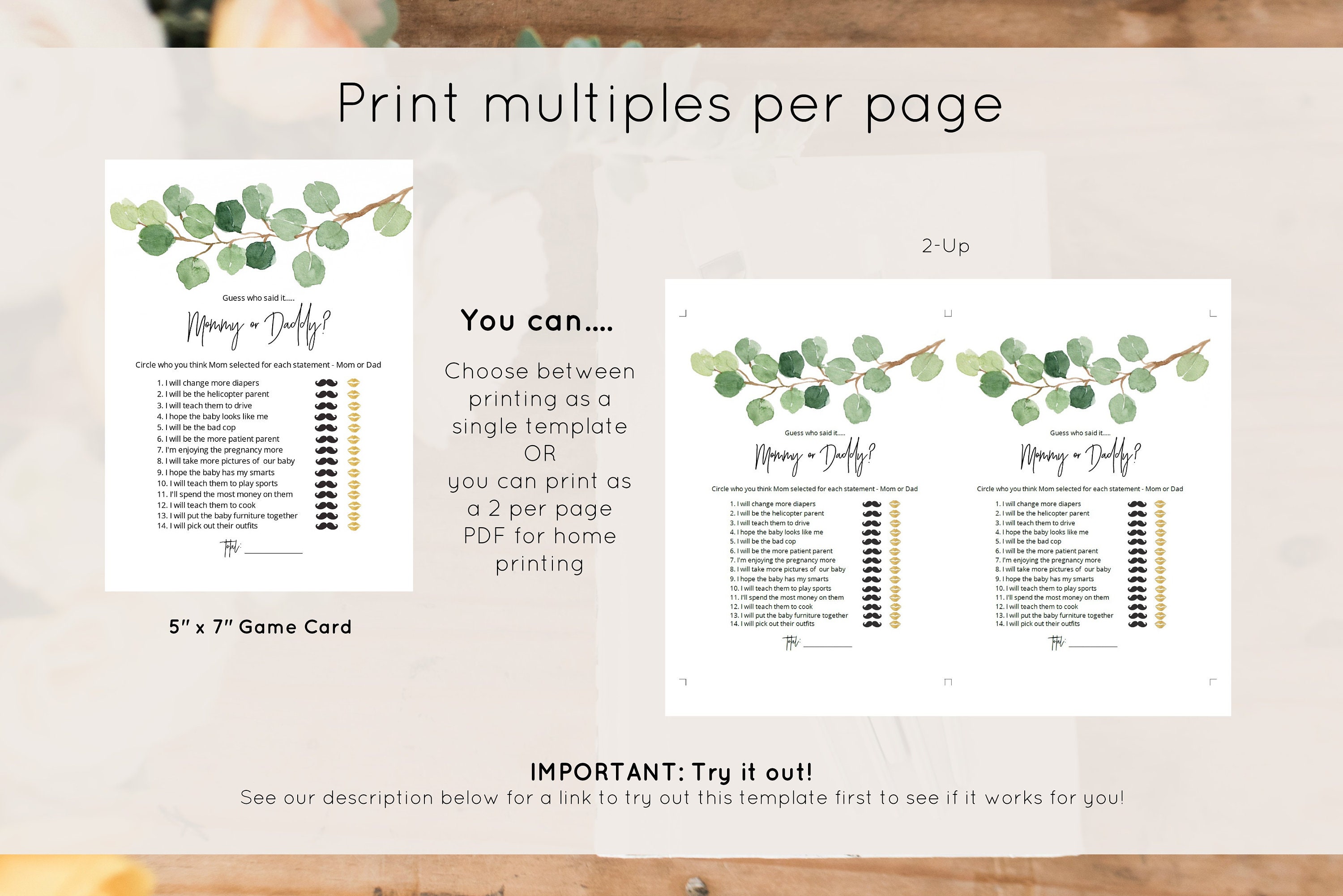 Printable Baby Shower Mommy or Daddy Game Tropical Baby | Etsy