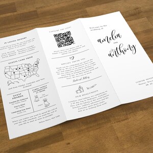 Trifold Wedding Program, Tri-fold Wedding Ceremony Program, Folded ...