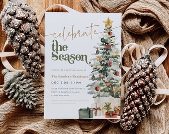 Christmas Invitation, Christmas Trees Party Invitation, Holiday Trees Invitation, Instant Download, Edit with TEMPLETT, WLP-RTR 6838